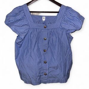 GAP Blue Pinstripe Blouse with Button Front